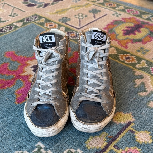 Golden Goose Women's Glitter Sneakers - Gold and Gray - Picture 2 of 8